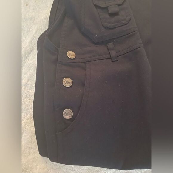 Small Joy Land black 4-pocket double front pocket overalls jumpsuit shorteralls - Picture 5 of 15